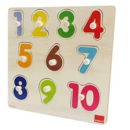 Puzzle encajable numeros, de madera 10 piezas 28x28x2.5 cm goula