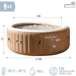 Jacuzzi purespa burbujas 795 litros d196 x 71 cm Jacuzzi purespa burbujas 795 litros d196 x 71 cm