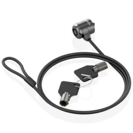 AISENS - CABLE DE SEGURIDAD CON CERRADURA DE LLAVE PARA ORDENADOR, MONITOR, PORTATIL 1.5M