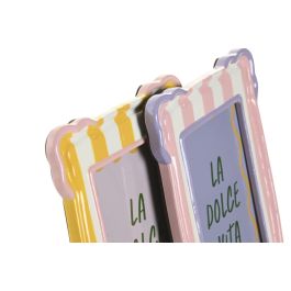 DKD Home Decor Marco de Fotos 15x20 Rosa Amarillo Cerámica Cristal 8 Unidades 22 x 16 cm