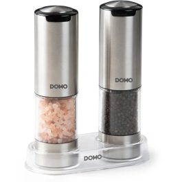 DOMO AAAXK83953 Molinillo Eléctrico de Pimienta y Sal Recargable por USB, Juego de 2 Piezas, 96 ml, Transparente y Plateado
