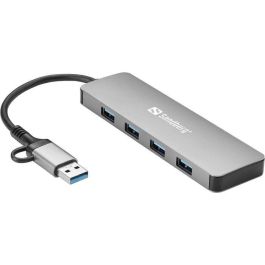 Sandberg USB-C/A to 4xUSB 3.0 Hub Expansor Puertos Aluminio 4xUSB 3.0 Conexión Instantánea Sin Software