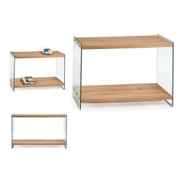Mesa de Recibidor con Doble Capa de Cristal y Madera Giftdecor 40x76x120 cm Mesa de Recibidor con Doble Capa de Cristal y Madera Giftdecor 40x76x120 cm