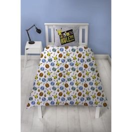 Pokemon AAARQ16152 - Juego de cama reversible Pikachu y Starter Gris - Funda nórdica 140x200cm + Funda almohada 63x63cm