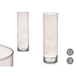 Jarrón de Cristal Cilíndrico Gris - 12 cm diámetro x 40 cm alto - Giftdecor (6 Unidades) Precio: 34.59000017. SKU: B19YG8BFDQ