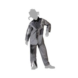 Disfraz Infantil Novio Fantasma con Chaqueta y Pantalón a Rayas para Niños de 7-9 Años Halloween Polyester Gris