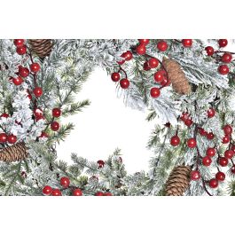DKD Home Decor Centro Mesa Navidad Tradicional Rojo Verde Blanco 64 x 8 x 64 cm (2 Unidades)