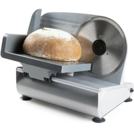 Domo DO521S Rebanadora Eléctrica Gris con Hoja Dentada de 19 cm, Corte Ajustable de 1 a 15 mm