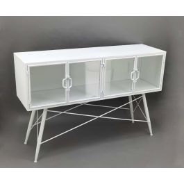 DKD Home Decor Consola Loft Blanco 35 x 80 x 120 cm Metal Cristal Puertas 4