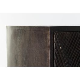 DKD Home Decor Aparador Moderno de Mango y Metal Marrón Oscuro y Negro, 2 Puertas, 1 Estantería 43x84x153.5 cm