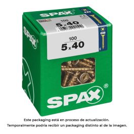 Spax 4081020500407 Tornillo Madera 5x40mm Cabeza Plana Yellox 4CUT Rosca Completa Ranura Z2 Caja 100 Uds.