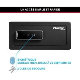 Master Lock LX110BEURHRO Caja fuerte biométrica acero macizo, antirrobo para objetos de valor, 30 huellas, negro, 19,5x43x37 cm