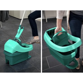 Leifheit Cucharón Essore Profi con Ruedas y Asa de Transporte - Escurridor por Presión de Pie