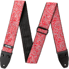 Dunlop Correa Jacquard Paisley Red para Guitarra y Bajo, Tejido de Alta Calidad con Extremos de Cuero Genuino
