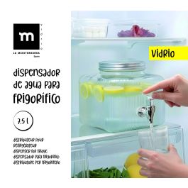 Inde Tarro Dispensador Frigo de Vidrio 7.5 Litros - Capacidad 7.5L, Medidas 23 x 23 x 20.5 cm (4 Unidades)
