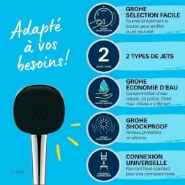 GROHE 26397001 Vitalio Comfort 110 Rociador de Ducha 2 Chorrros (Lluvia/Estimulante) Fácil Selección Ahorro de Agua Cromo