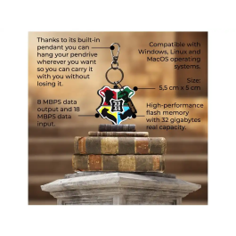Wondee Llavero USB Harry Potter Hogwarts 32GB con Adaptador USB C