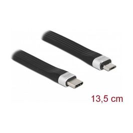 DeLOCK Cable USB-C a Micro USB B FPC 13.5 cm / 0.135 m USB 2.0 PD 3 A, Negro, Plata, Referencia: DELOCK USB 2.0 FPC Flachbandkabel