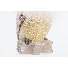 DKD Home Decor Figura de Navidad Tradicional Búho Resina Dorado Blanco 7.5x14x7.5 cm (2 Unidades)