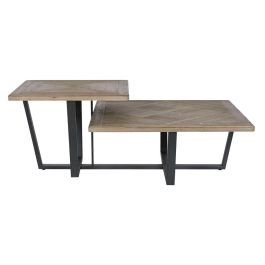 Mesa de Centro Home ESPRIT Negro Natural Metal Madera de abeto 118 x 78 x 45 cm