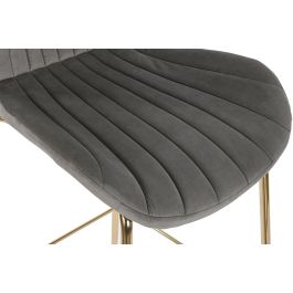 DKD Home Decor Taburete Gris Claro Dorado Metal Terciopelo 53 x 102 x 55 cm (2 Unidades)
