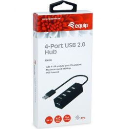 Equip 128955 Concentrador Hub USB 2.0 de 4 Puertos USB-A Color Negro, Compatible con PC y Portátiles Windows/Mac, Expansor Equip 128955 Concentrador Hub USB 2.0 de 4 Puertos USB-A Color Negro, Compatible con PC y Portátiles Windows/Mac, Expansor