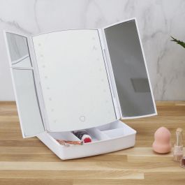 Cosmetic Club Espejo Led con Almacenamiento para Cosméticos, 24x19x6 cm