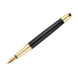 Belius Passion d'or Pluma Estilográfica Aluminio Negro y Dorado Tinta Azul Caja de Diseño M