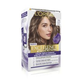 L'Oréal Paris #7,11 Tinte de Pelo Excellence Cool Rubio Ceniza Intenso con Tecnología Violeta, Cobertura 100% Canas, 192 ml