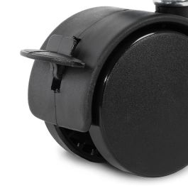 Q&Q Rueda Giratoria Telly, Aro Doble Ø50mm con Placa de Freno, Acabado Negro