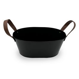 Inde Cubo de Metal con Asa de Piel Negra 28 cm - Ideal para Bar (12 Unidades) Inde Cubo de Metal con Asa de Piel Negra 28 cm - Ideal para Bar (12 Unidades)