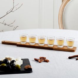 Juego De 6 Chupitos Con Tabla Acacia Cook Concept