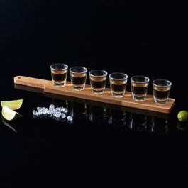 Juego De 6 Chupitos Con Tabla Acacia Cook Concept