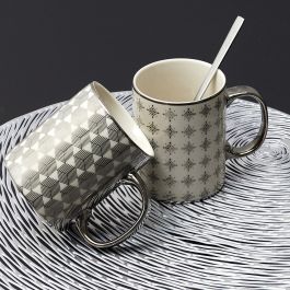 Taza de cerámica de diseño plata 30cl8