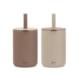 KioKids Vaso de Silicona Beige con Pajita y Tapa, 180 ml, +6 meses, Antiderrame, Apto Lavavajillas Microondas Congelador KioKids Vaso de Silicona Beige con Pajita y Tapa, 180 ml, +6 meses, Antiderrame, Apto Lavavajillas Microondas Congelador