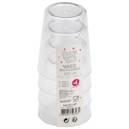 Juego De 4 Vasos 300 Ml Reutilizable Party Time