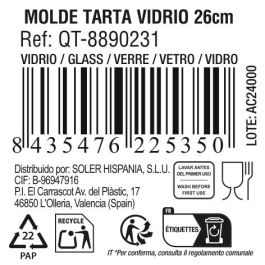 Quttin Molde para Tarta de Vidrio Ø26 cm - 2.2L (6 Unidades)