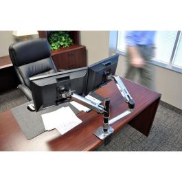 Ergotron LX Series Dual Stacking Arm para 2 Monitores de hasta 24 Pulgadas y 18.1 kg, Ajuste de Altura, Plata