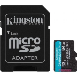KINGSTON SDCG4/64GB MicroSD 64GB Clase 10 Canvas Go Plus U3 V30 A2 para Móviles, Drones y Cámaras Deportivas