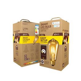 Muvit Bombilla Inteligente Io Filamentos Vintage Edison, Luz Ámbar, Wi-Fi, Compatible con Google Home y Alexa, E27, 5W