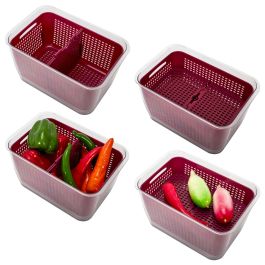 Contenedor de frescura para frutas y verduras con 2 compartimentos