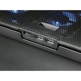 Mars Gaming Base de Refrigeración MNBC23 para Portátil hasta 16", 6 Ventiladores LED Azul, Stand Ajustable 6 Posiciones, Soporte para Smartphone