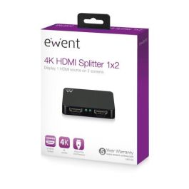 Ewent Divisor 4K HDMI 1x2 EW3720 - Compatible con 3D, 3840x2160 a 30Hz, HDCP 1.4, Plug and Play