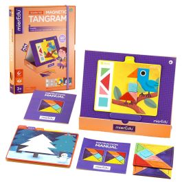 MIEREDU ME330A Tangram Magnético Kit Principiante para Niños con 32 Tarjetas de Patrones, Fomenta Coordinación Ojo-Mano y Resolución de Problemas