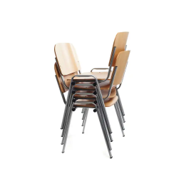 Rocada Silla Confidente 570x410x810 mm Estructura Metálica Asiento y Respaldo Madera Natural