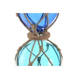DKD Home Decor Bola Decoración Atlantico Azul Natural Cristal Cuerda 13 x 40 x 13 cm