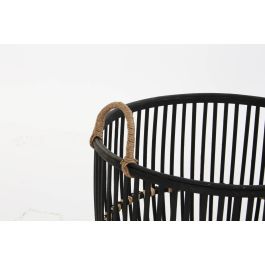 DKD Home Decor Cesta Colección Johari Colonial Bambu Negro Natural 38 x 39 x 38 cm Set 3 Piezas
