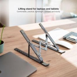TooQ TQLRS0033-AL-G Soporte Plegable y Ajustable para Portátil 11-15" con Ventilación Gris