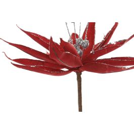 DKD Home Decor Rama de Navidad Tradicional con Flor, 60 cm de Alto, Verde Burdeos - 12 Unidades de Poliéster Surtidas