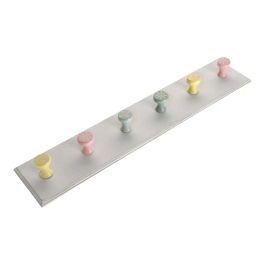 Versa Perchero de Pared Pastel 6 Ganchos Vintage Madera 12x6x60 cm Versa Perchero de Pared Pastel 6 Ganchos Vintage Madera 12x6x60 cm